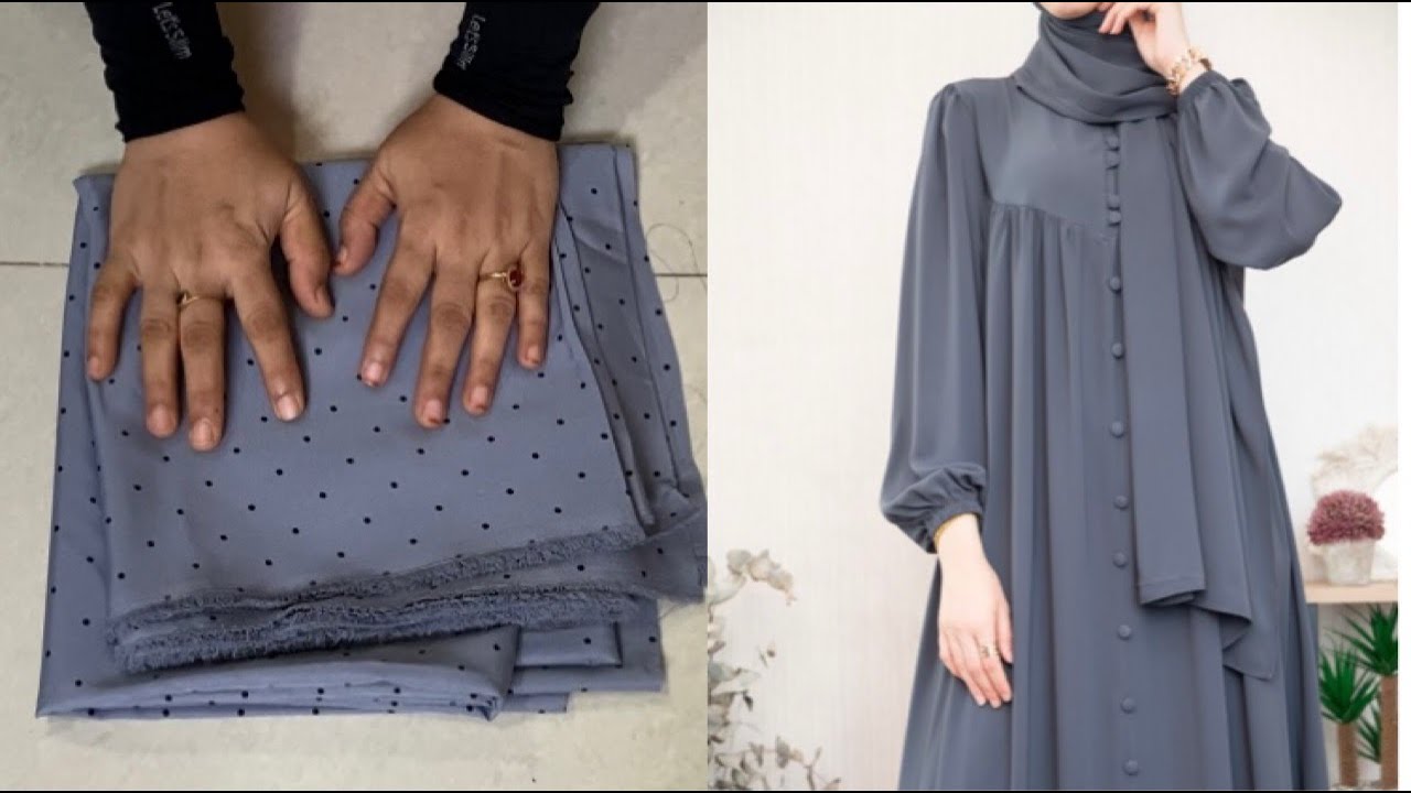 Pleated Abaya Cutting And Stitching/ Front open abaya cutting Part -1