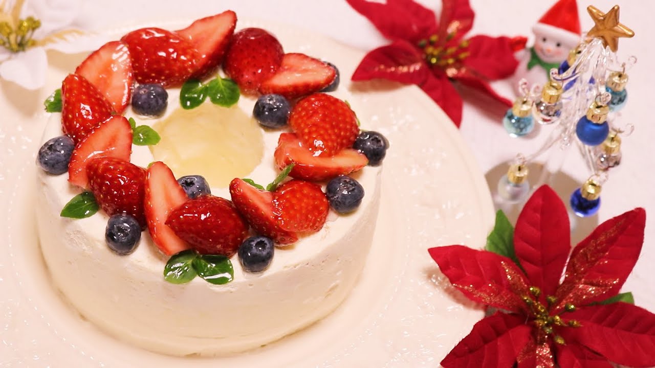 クリスマスに食べたいリースケーキ🍰 | Strawberry and Blueberry Wreath Cake