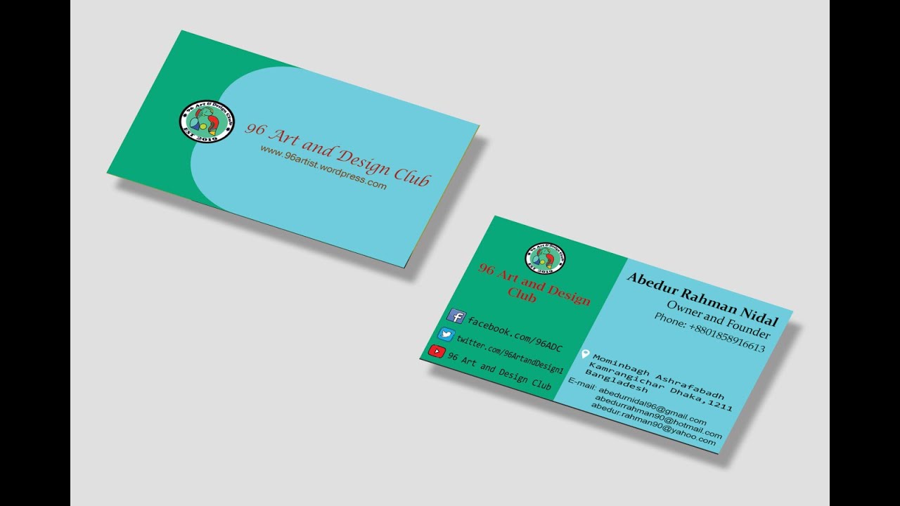 Photoshop Tutorial-Design of Visiting Cards with Photoshop।96 Art and Design Club.
