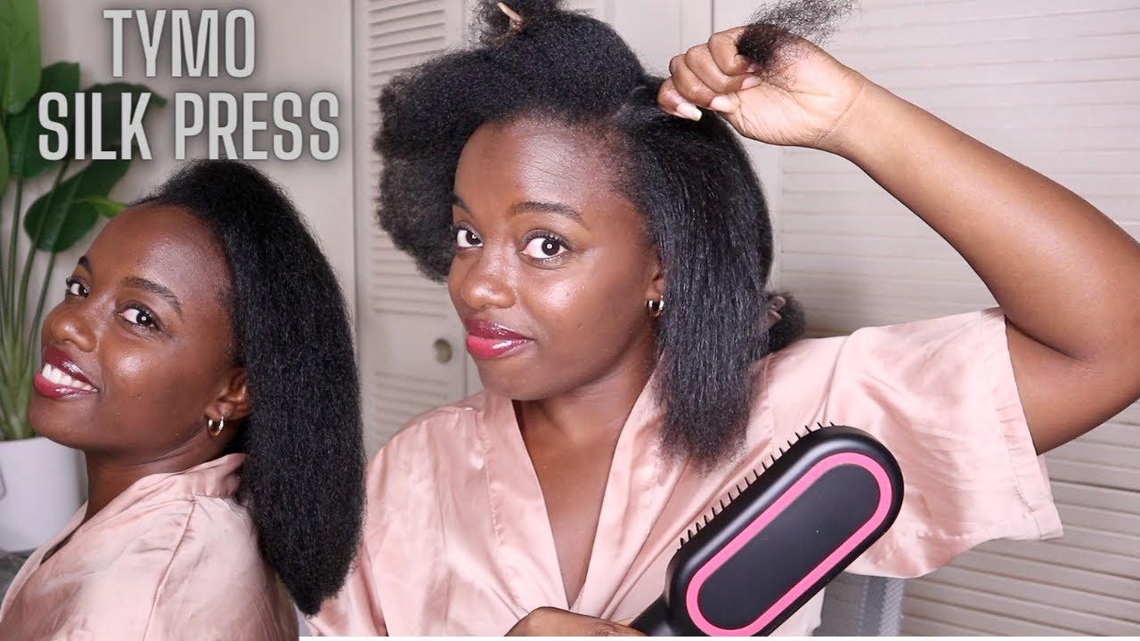 DIY Silk Press 4c hair WITHOUT flat iron | ft. Tymo Brush