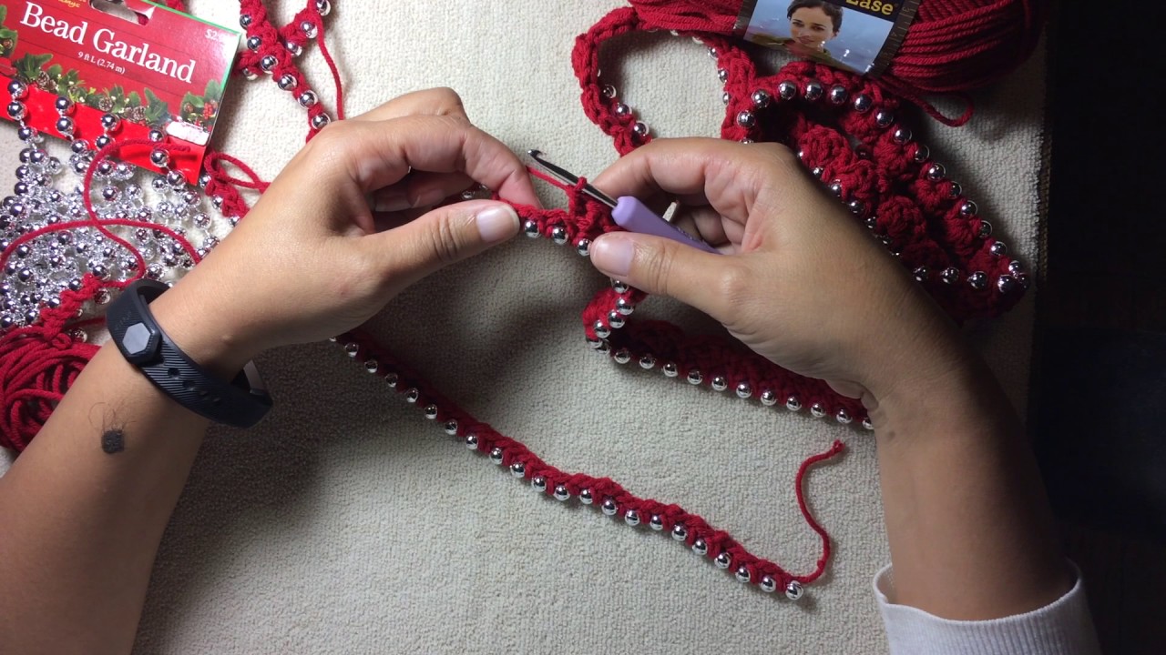 Crochet Embelished Christmas Tree Garland