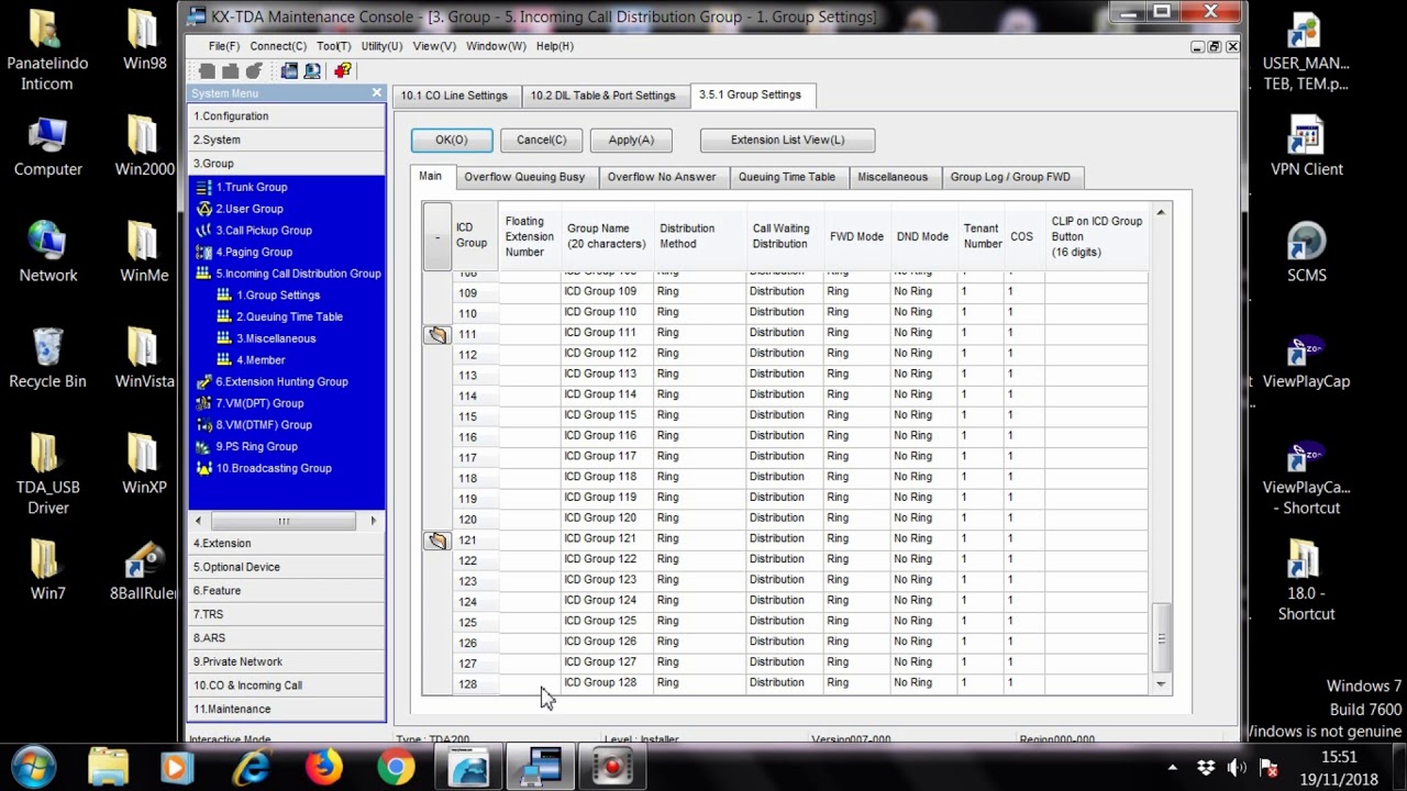 PROGRAM INCOMING RING PABX PANASONIC TDA 100 600