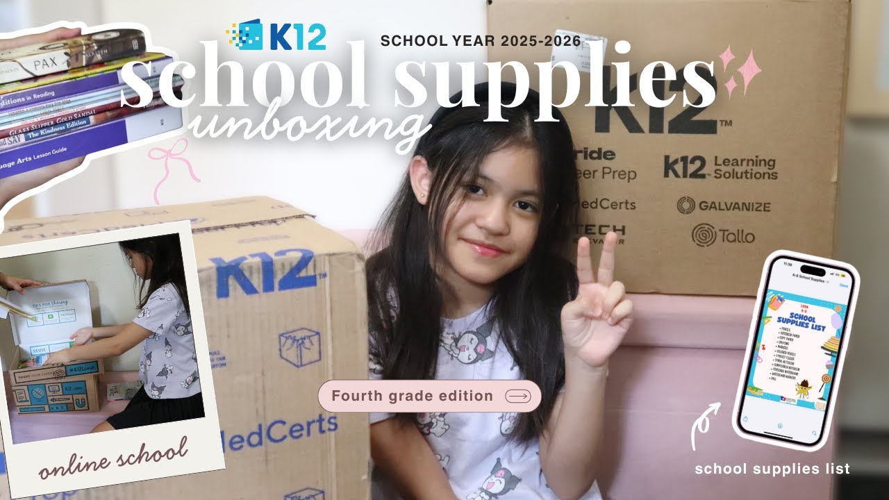 our 3rd year with K12 online school, unboxing 4th grade online school supplies