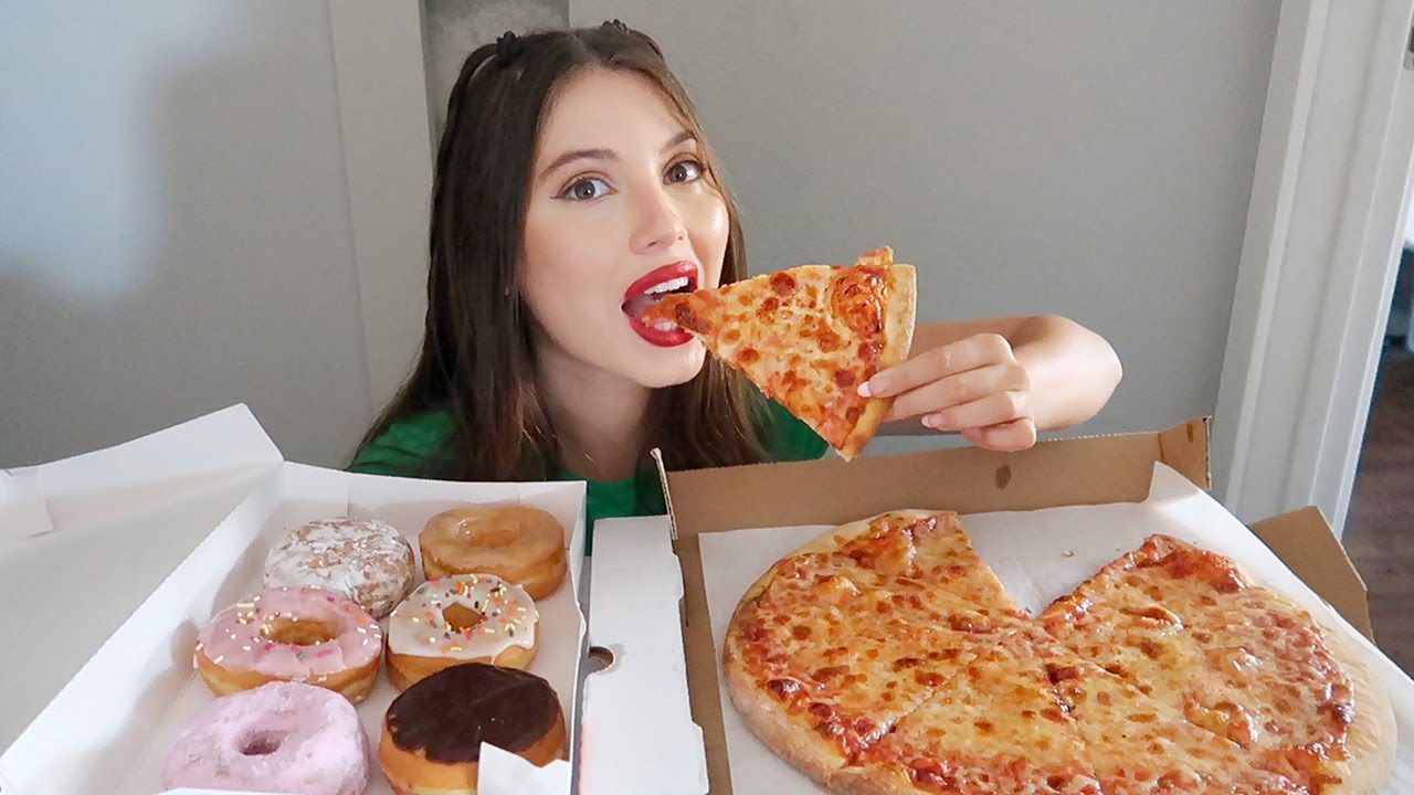 cheese pizza & donuts mukbang 🍕 🍩