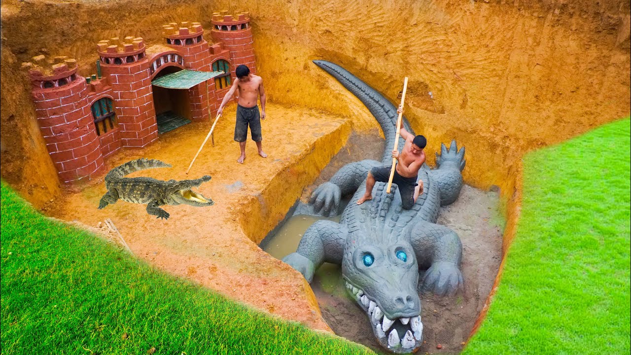 Build Underground Swimming Pool Crocodile Around Secret Underground House