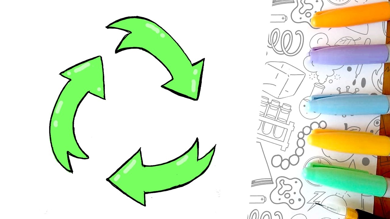 Como DIBUJAR el Simbolo de RECICLAR Paso a Paso ♻️✍🏽 #ComoDibujar #Dibujos 