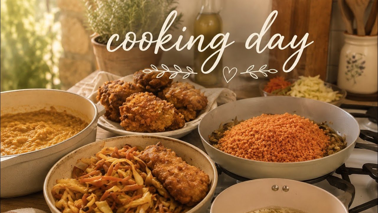Comfort Food Cooking Day | Teriyaki Chicken Katsu | Lentil Dahl & Crispy Veggies | Slow life