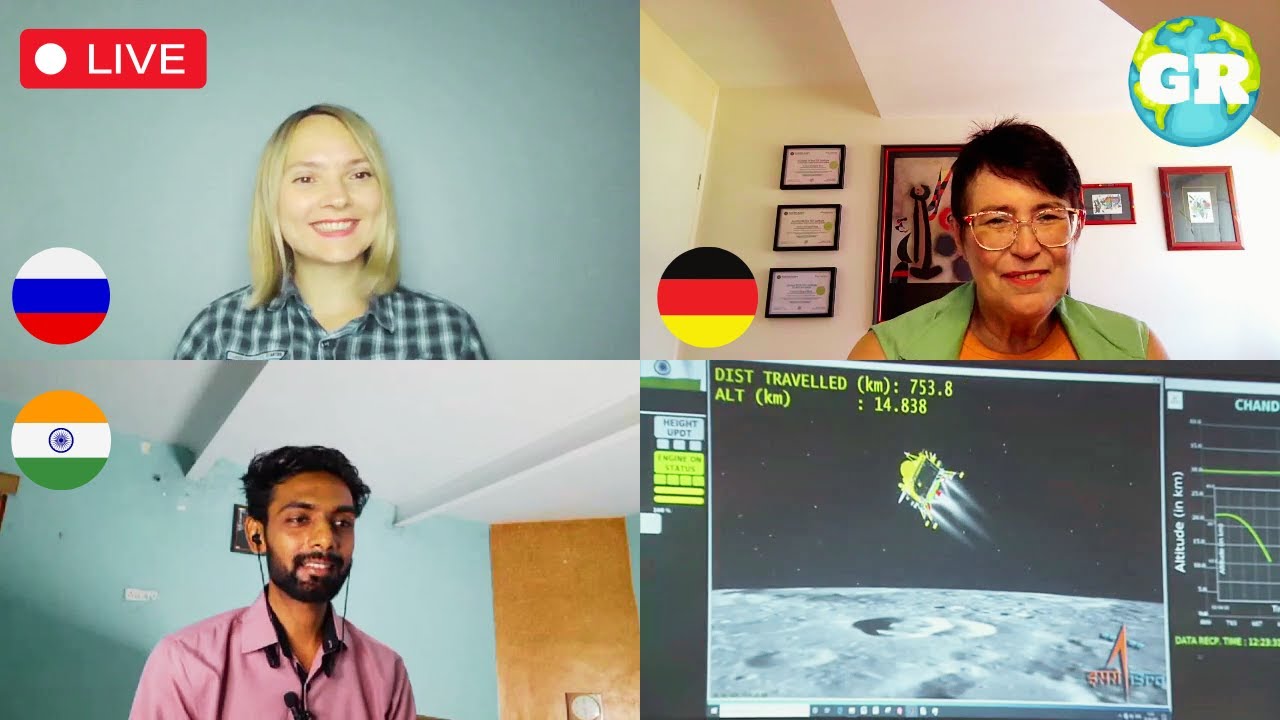 Foreigners React to Chandrayaan-3 Mission Soft-landing Live!
