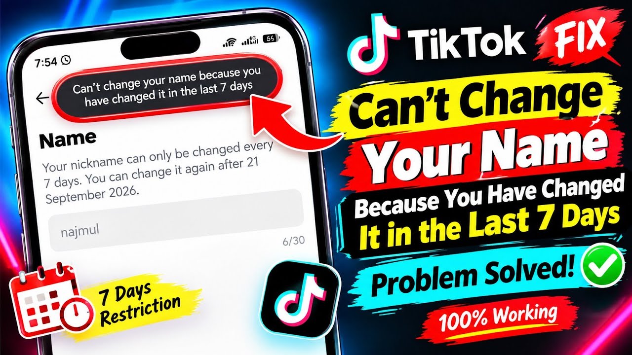 TikTok Can&rsquo;t Change Your Name Because You Have Changed It in the Last 7 Days Problem |Name Change 