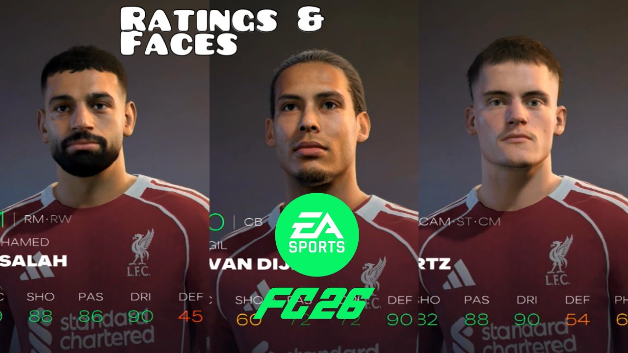 EA SPORTS FC 26: LIVERPOOL PLAYER FACES AND RATINGS