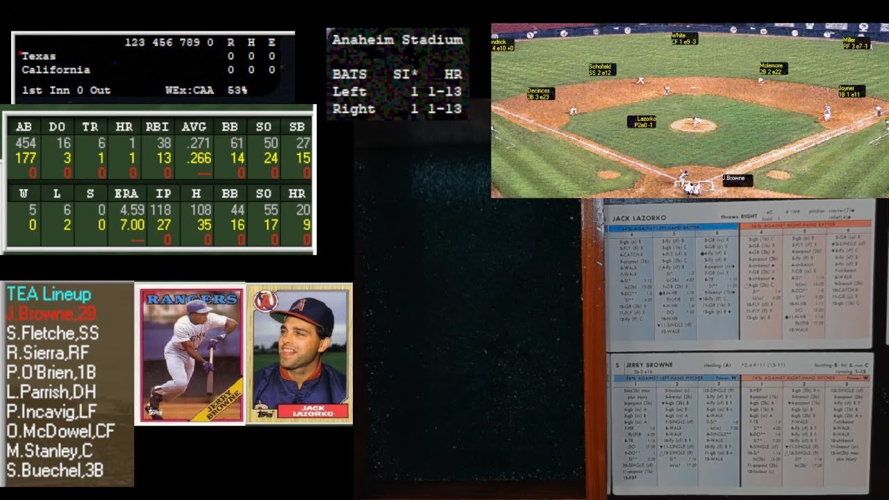 Strat-O-Matic Texas @ California  June 15,1987