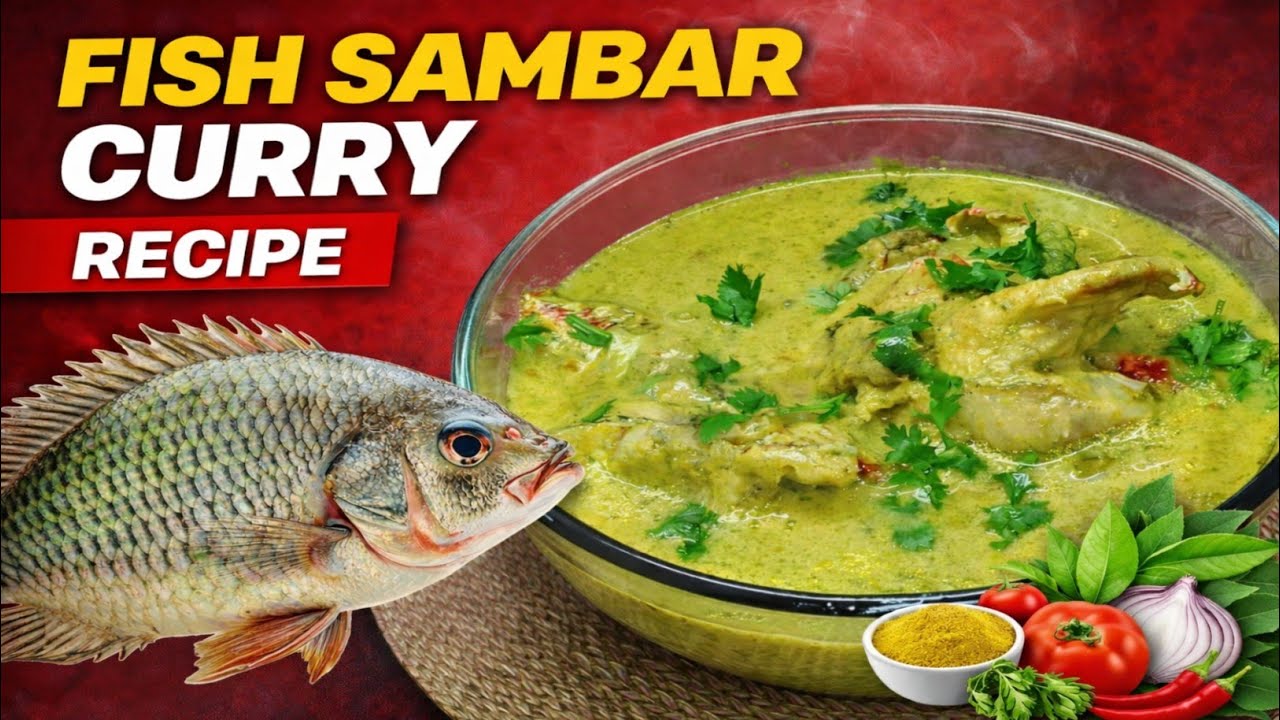 Traditional Fish Sambar Curry Recipe | Tasty Meen Sambar Kaise Banaye | Indian Food 
