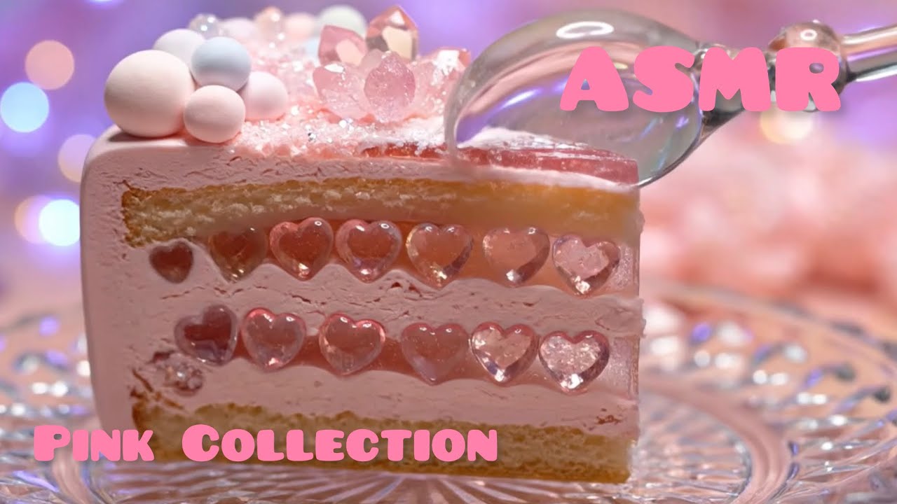 【💖ピンクコレクションASMR】ピンクのクリスタルスイーツ＆フルーツ 🍑✨ 癒やしのカット音とすくう音