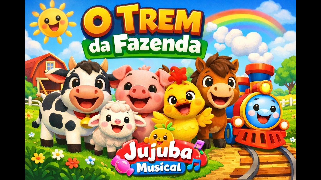 O Trem da Fazenda 🚂🐷 | Sons dos Animais | Música Infantil Educativa | Jujuba Musical