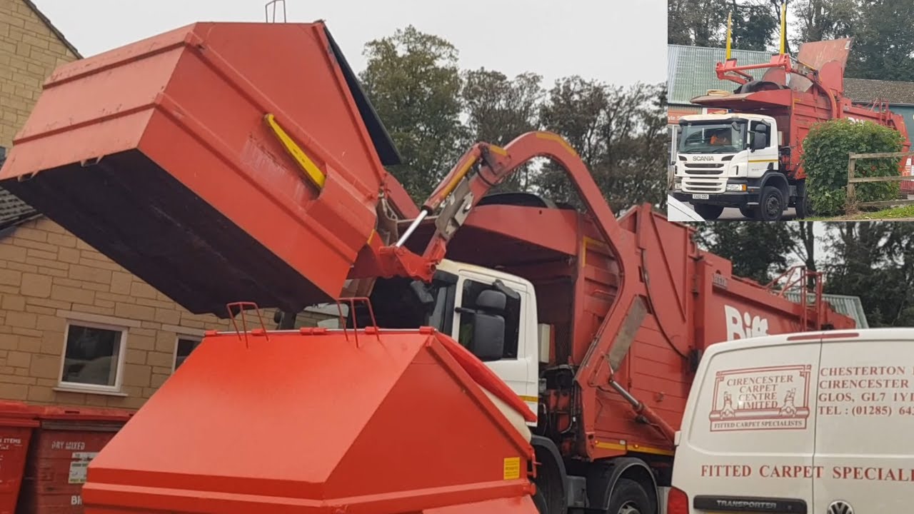 Biffa Front Loader Bin Lorry Collecting A Massive Bin!