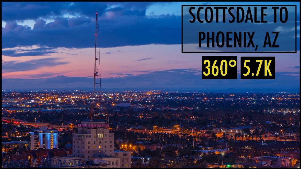 Scottsdale to Phoenix, Arizona - VR 360 - 5.7K - Driving Tour - Old Town and Camelback Rd