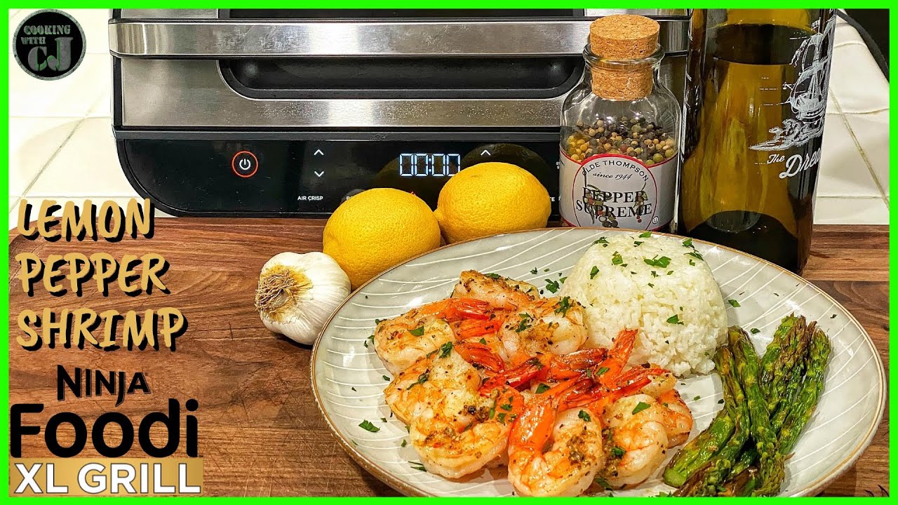 NINJA FOODI XL GRILL LEMON PEPPER SHRIMP! | Ninja Foodi XL Grill Recipes!
