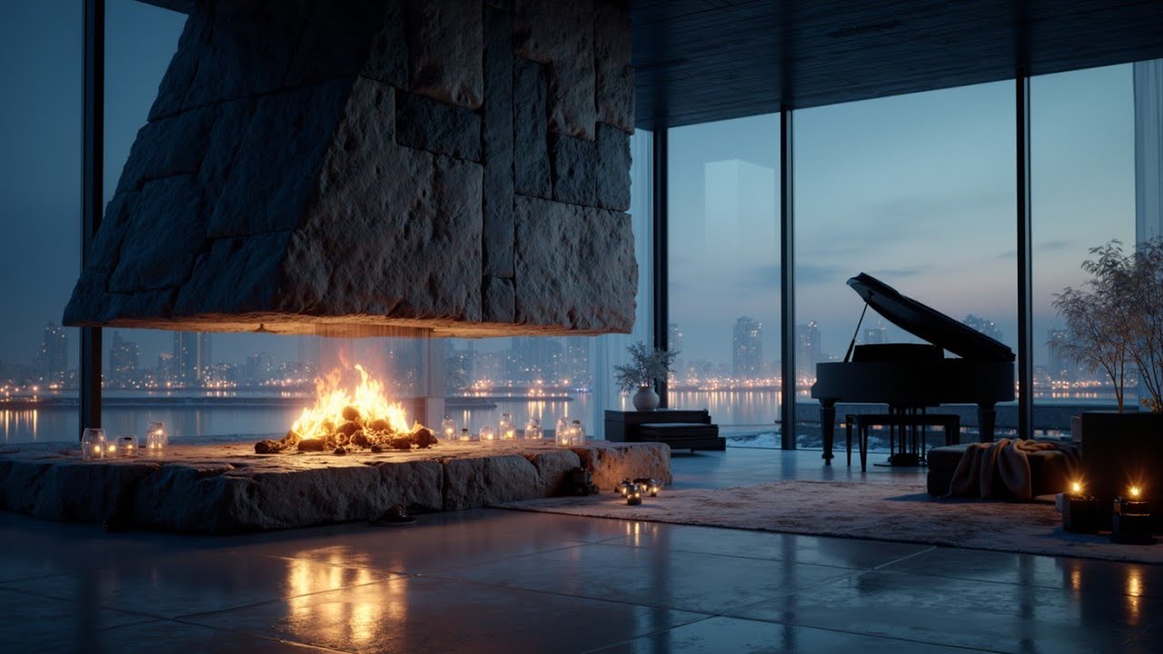Cozy Jazz Piano for Deep Relaxation | Инструментальная музыка у камина и огней города