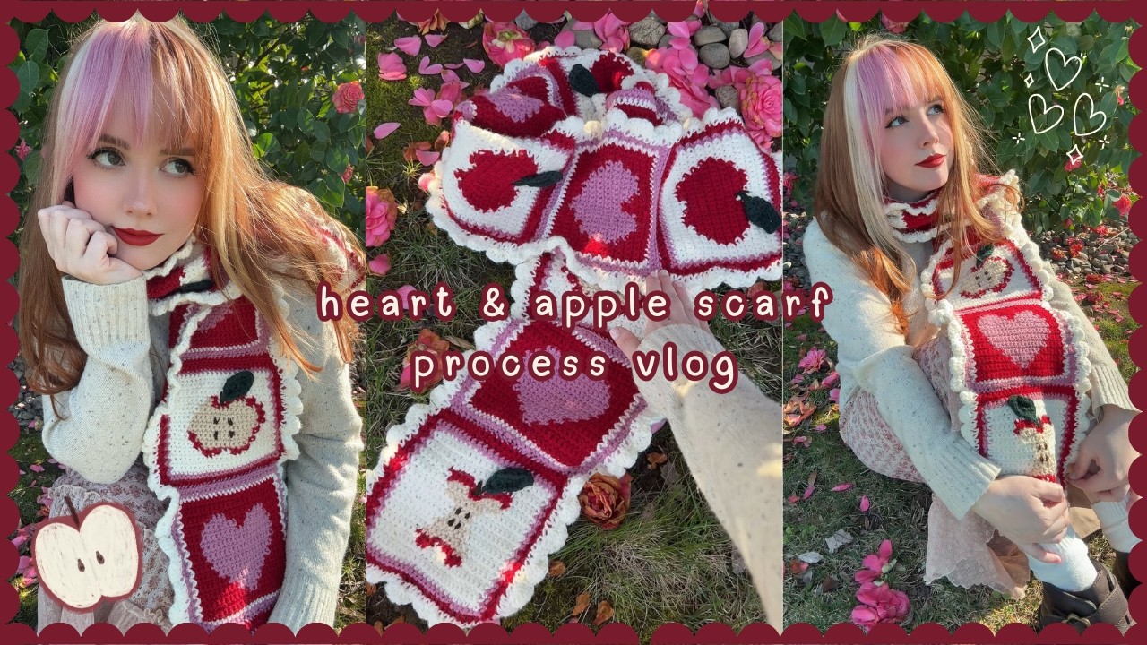 heart & apple scarf process vlog 🍎♡
