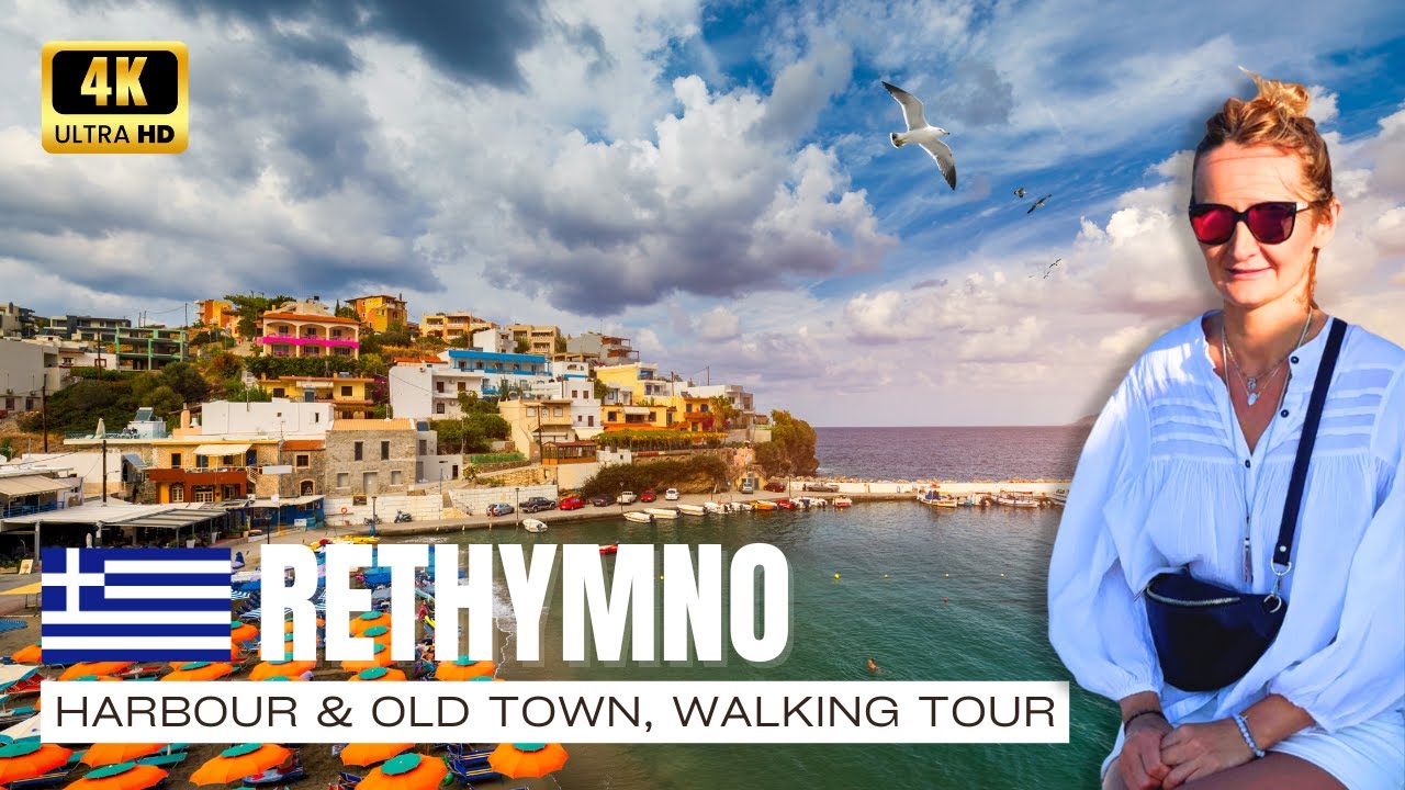 🇬🇷 Rethymno - Crete, Greece | Walking Tour - Harbour & Old Town |【4K】