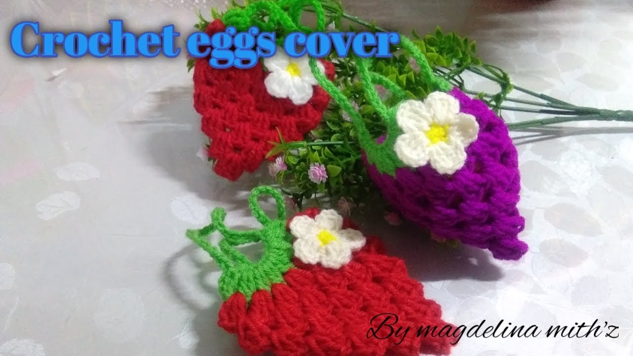 Crochet eggs basket pattern strawberry~sarung telur