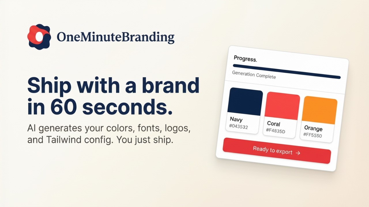OneMinuteBranding — AI Brand & Tailwind Config Generator for Developers