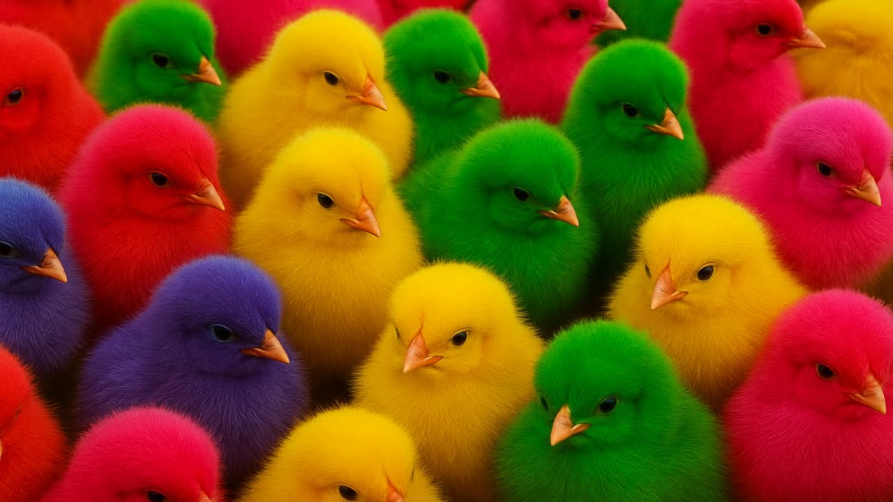 World Cute Chickens, Colorful Chickens, Rainbows Chickens, Cute Ducks, Cat, Rabbits,Cute Animals🐤🐣🦆🐟