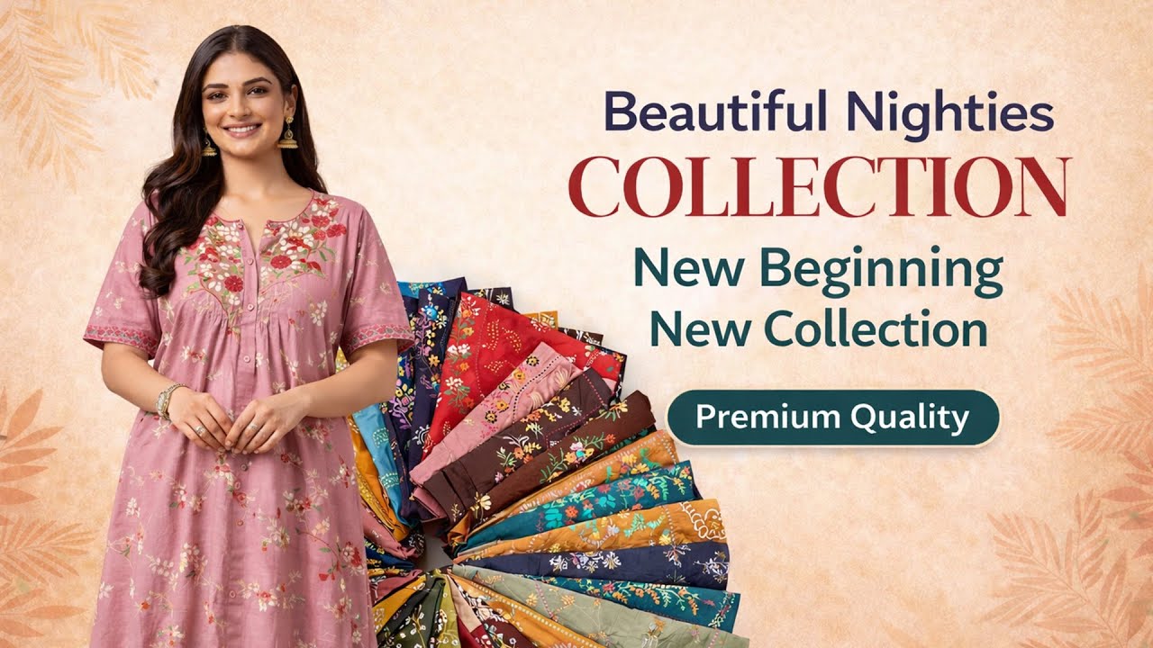 New Year Sale✨Pure Cotton Nighty Collection | Embroidery | Fancy Neck | Pleated Model | XXL #nighty