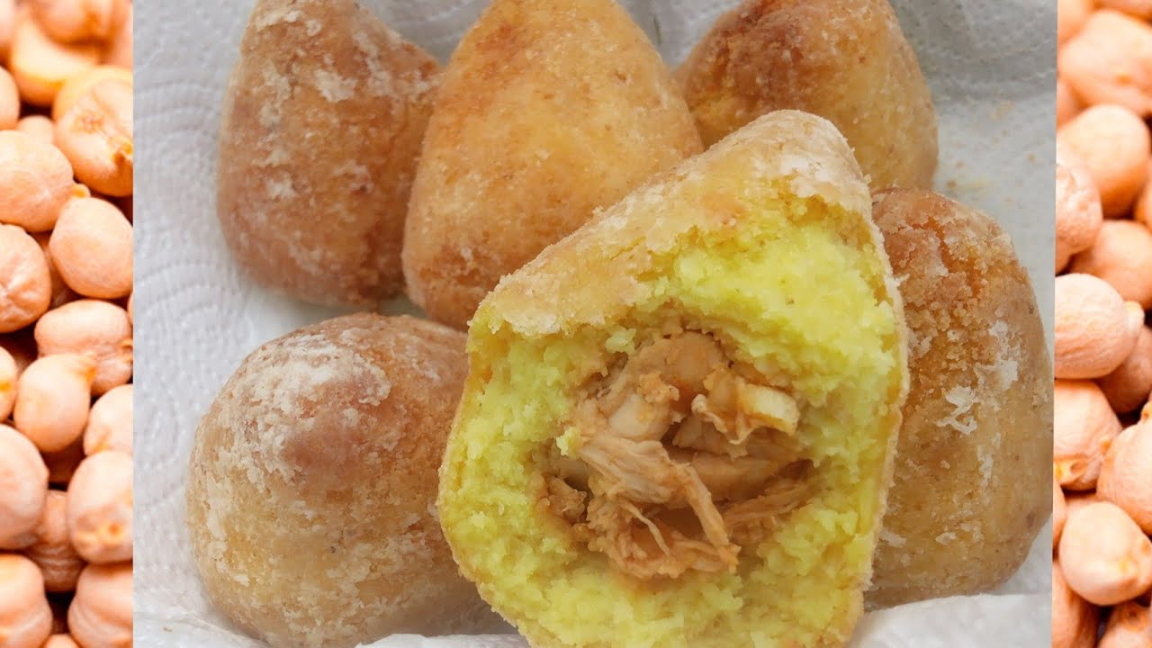COXINHA DE FRANGO COM MASSA DE GRÃO DE BICO,sem farinha de trigo,zero glútem