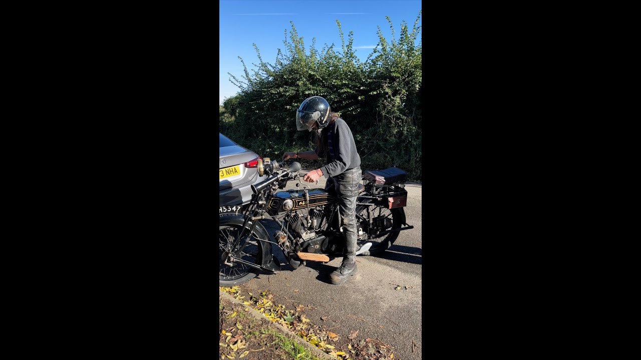 Chris' 100 year old AJS V-twin in action