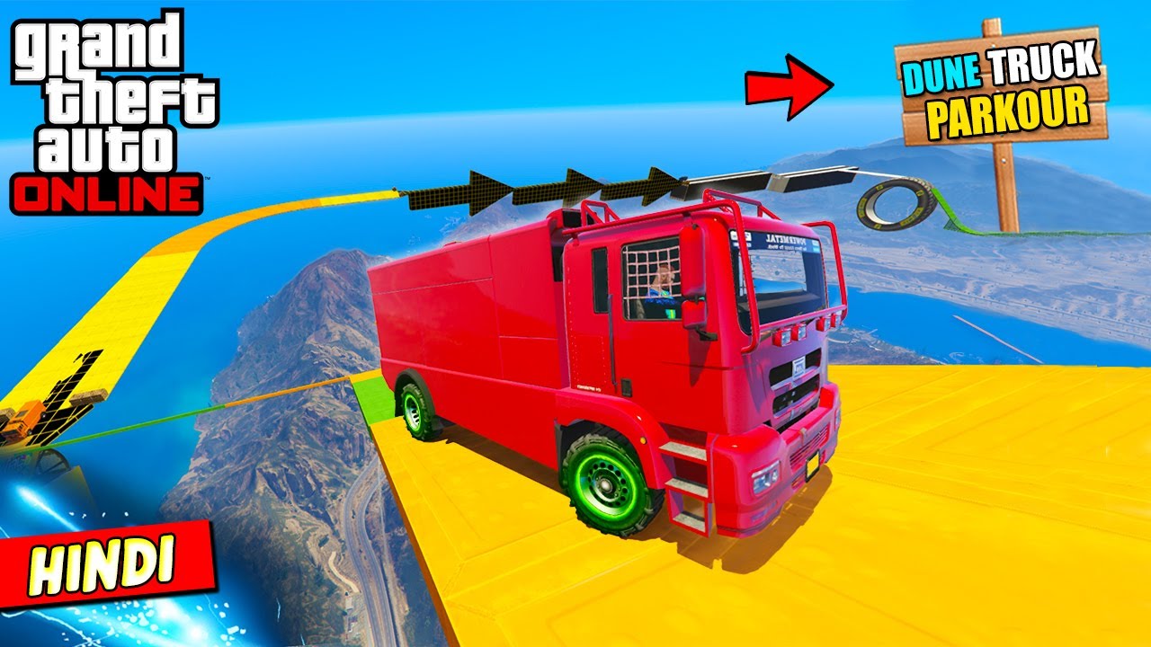 GTA 5 : AMAZING DUNE TRUCK PARKOUR IN THE WORLD (PERFECT SKY RAMP) 🚛❌