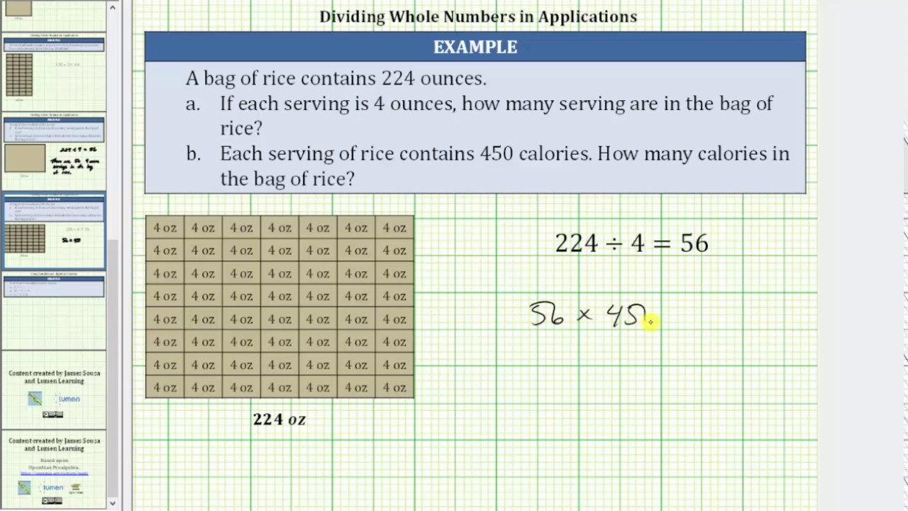 Divide and Multiply Whole Numbers to Solve Applications