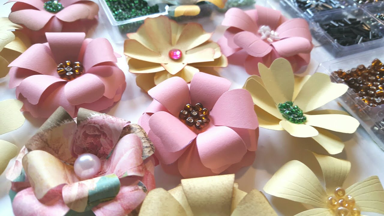 HOW TO MAKE A PAPER FLOWER | PAPER CRAFTING | DOLLAR TREE GLASS BEADS