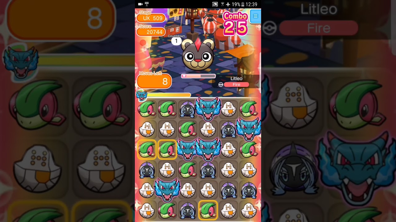 Pokemon Shuffle Mobile UX Stage 509 Litleo ITEMLESS『ポケとる スマホ版』