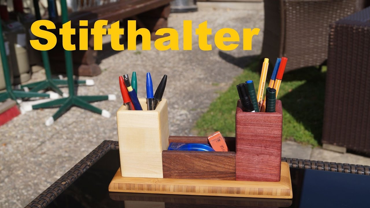 Holz Stifthalter aus vier verschiedene Holzarten