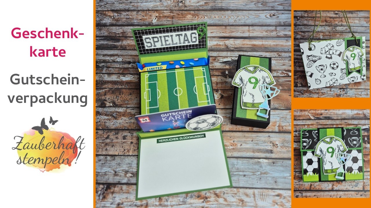 ⚽️🏆Geschenkverpackung für Gutscheinkarte & Rittersport Schokolade 🍫 VOLL INS TOR | Stampin' Up! DIY