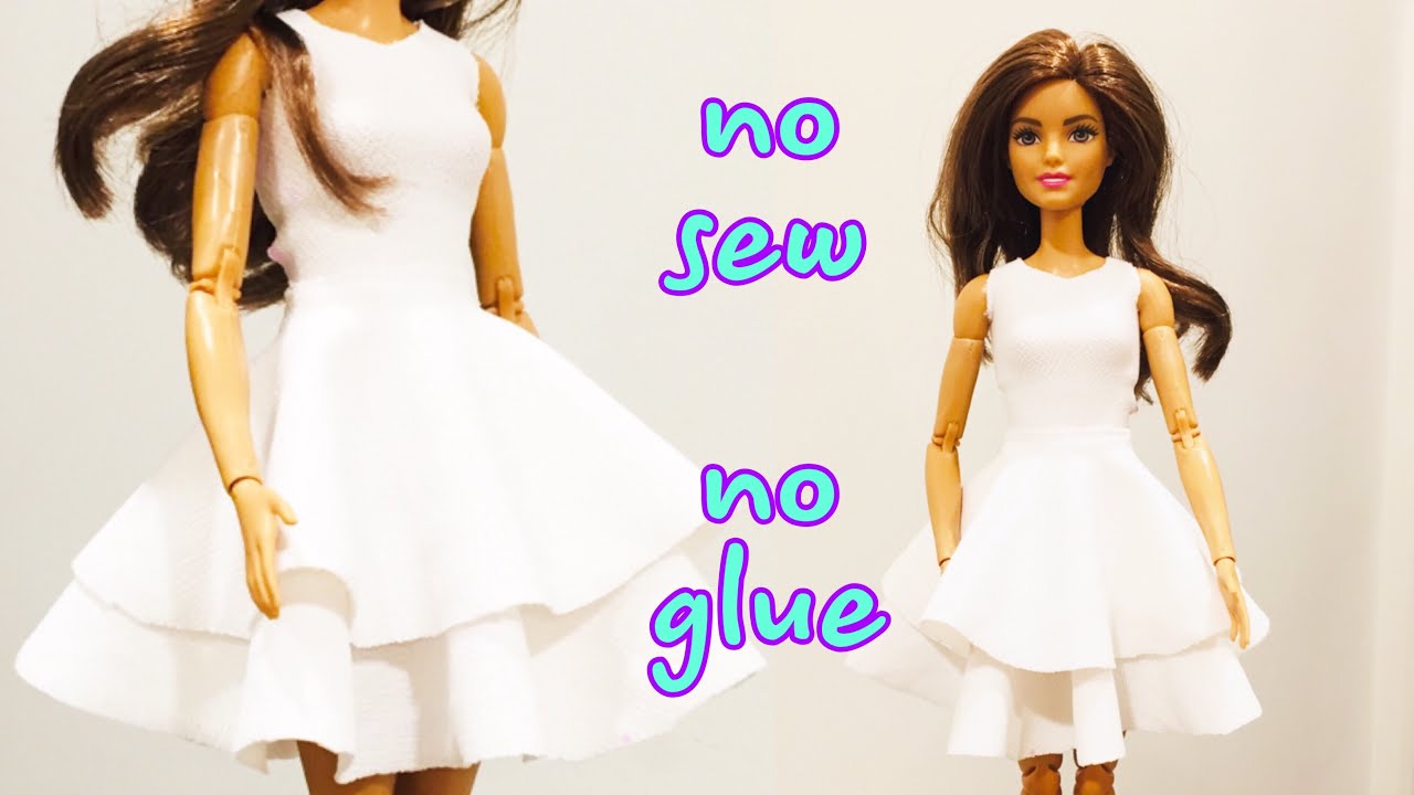 👗Cách làm váy búp bê KHÔNG MAY KHÔNG KEO  #dolls #barbie #happydolls