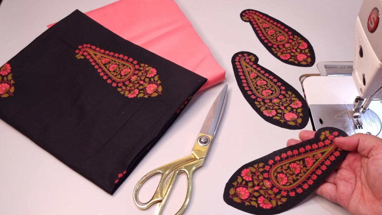 Printed Fabric से Patchwork कर के बनाएं Plain Kurti के Round गले का Simple और Beautiful Design