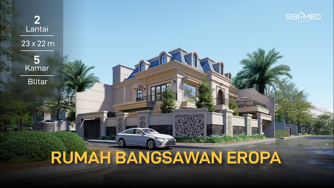 Desain Rumah Klasik Ala Prancis di Lahan Hook 23x22 m2 | Cerita Rumah: Cura House
