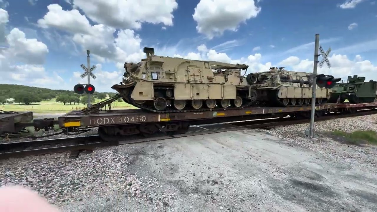 A rerouted UP military train rolls through Gilbert siding