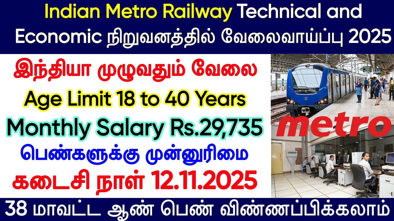 Indian Metro Railway Recruitment 2025 | RITES Recruitment 2025 | Metro New Job Vacancy 2025 | Govt