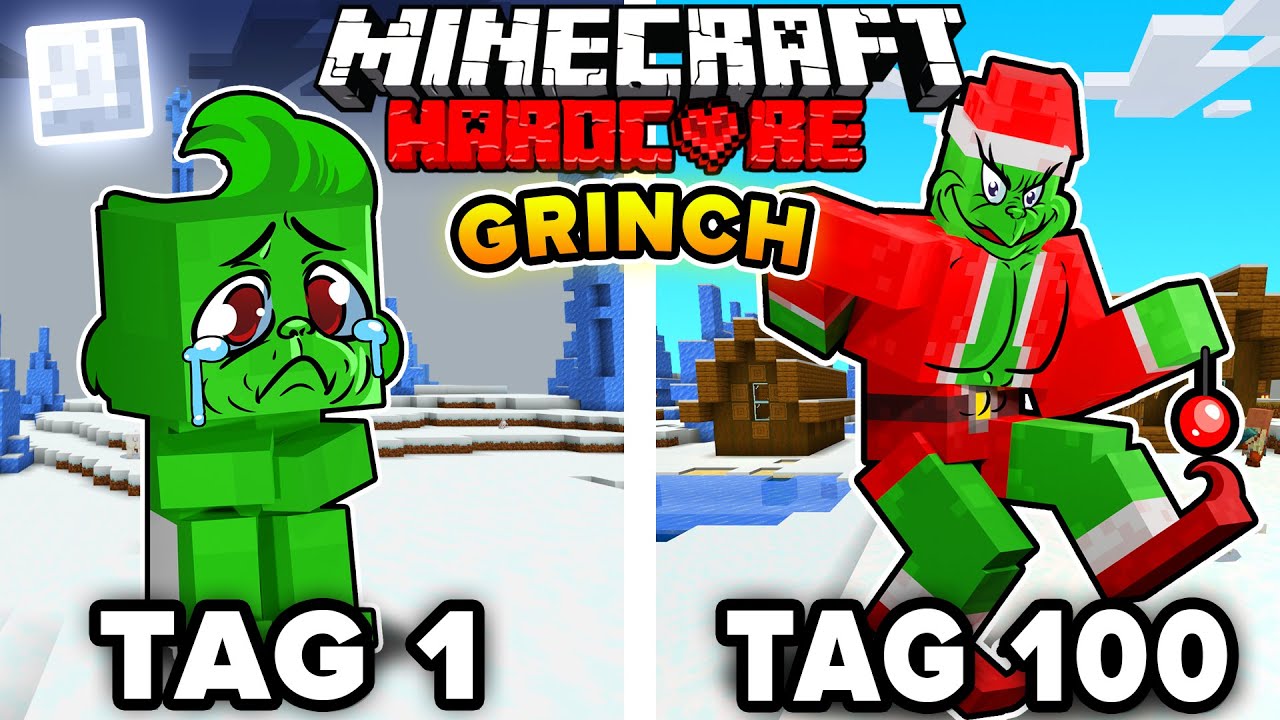 Ich überlebe 100 TAGE als DER GRINCH in Minecraft Hardcore!