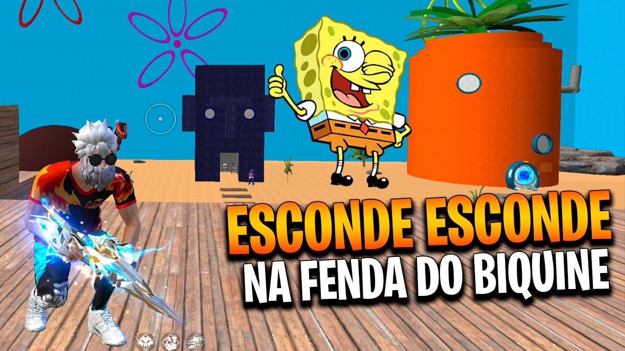 🔥🌊  ESCONDE-ESCONDE na FENDA DO BIKINI do BOB ESPONJA 🧽 no FREE FIRE! 😱🎮 SpongeBob SquarePants