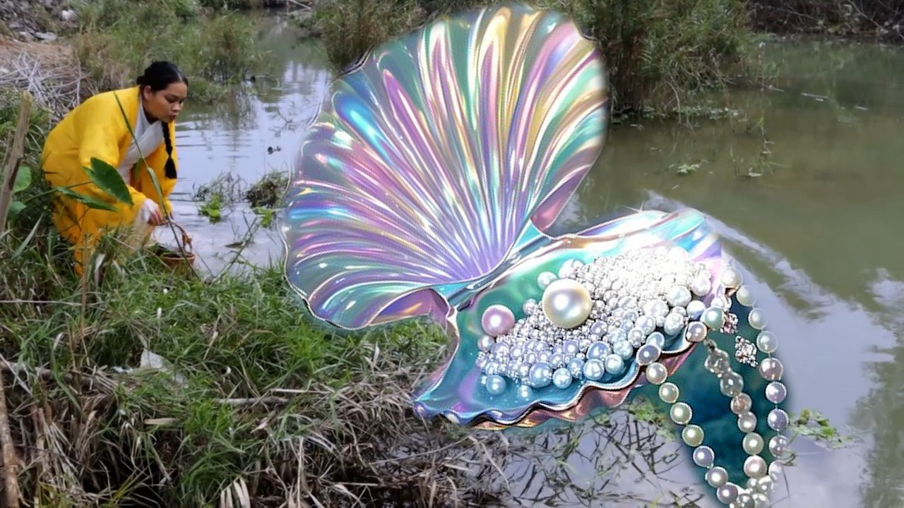 The girl ventures into a terrifying deep pool to collect giant clams, filled with surprises
