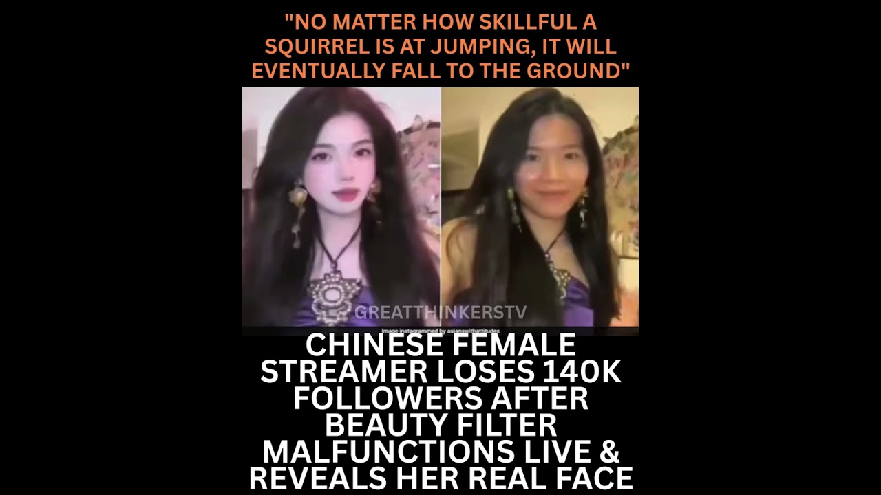 CHINESE FEMALE STREAMER LOSES 140K FOLLOWERS AFTER BEAUTY FILTER MALFUNCTIONS LIVE #news #viral