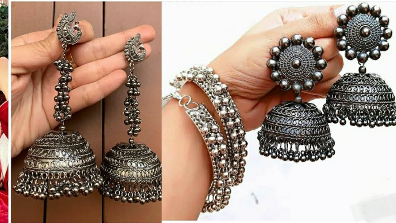 Latest Black Metal Jhumka Design || Oxidised Earrings Collection || Silver Metal Earrings ||