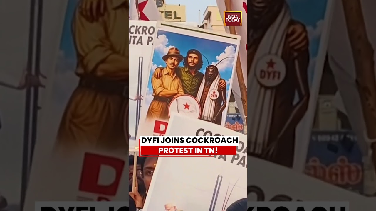 DYFI Stages &lsquo;Cockroach Rally&rsquo; Alongside Viral Cockroach Janata Party Protest #TAMILNADU #CJP