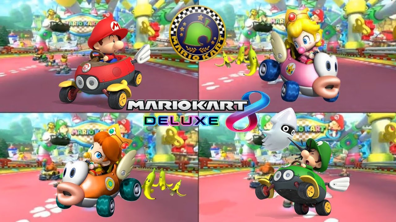 Mario Kart 8 Deluxe 🏁 Crossing cup 150cc (4 players) Switch Gameplay 🎮 Baby Mario Peach Luigi Daisy