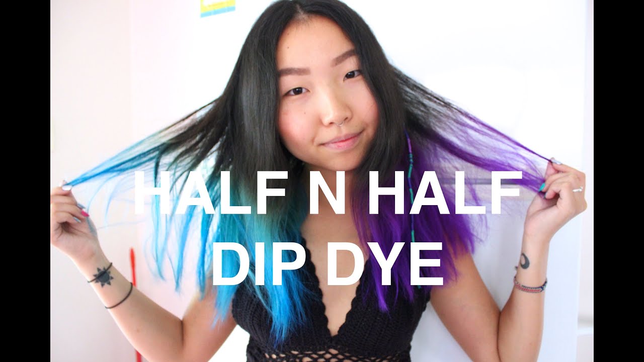 Half n Half Dip Dye Hair Tutorial | Purple & Blue | itsconnieyeah