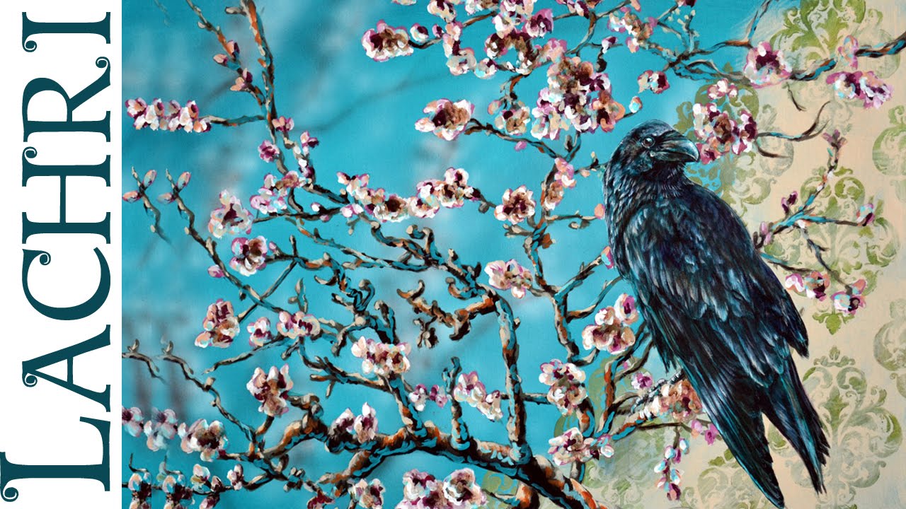 Acrylic Painting Demo - Van Gogh Almond Branch & Raven w/ Lachri